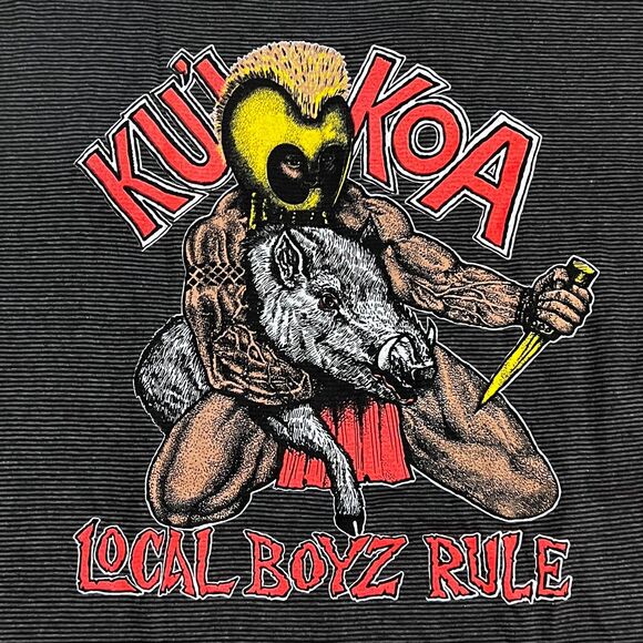Vintage 90's Ku'i Koa Local Boyz Rule T-Shirt Made in USA Miller Tag Men's Large - Picture 6 of 6